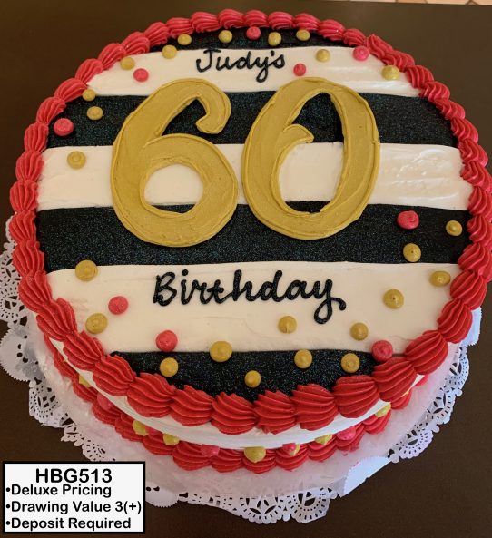 custom birthday decorated cake stripes gold