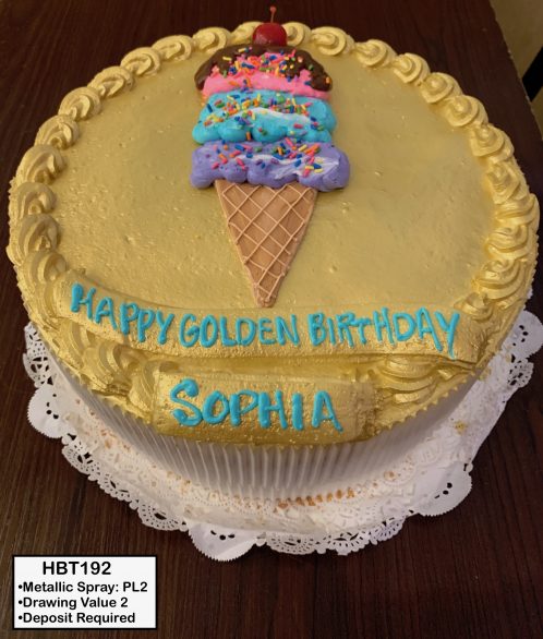 custom birthday decorated cake teen gold ice cream