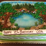 custom birthday decorated cake camping forest outdoors