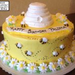 custom baby shower decorated cake bees bee hive daisies