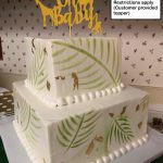 custom baby shower decorated tiered cake jungle animal gold
