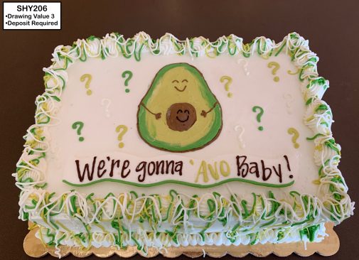 custom baby shower decorated cake avocado